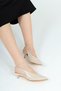 Women's Crinkled Patent Leather Open-Back Short Heeled Shoes