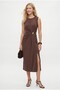 Women's Eldora Woven Modal Gold Buckle Slit Sleeveless Midi Length Brown Stylish Dress - 4
