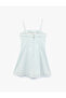 A-Line Square Neck Sleeveless Mini Denim Dress with Rope Straps - 5