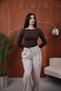Wessgros Women's Stretchy Fabric Slim Fit Long Sleeve Coffee T-Shirt - 5