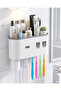 Bathroom Organizer Toothbrush Holder with Double Dispenser, Shelf and Drawer
