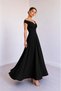 Women's Collared Off-Shoulder Double Breasted Waist-Slit Long Crepe Dress, Special Occasion, Graduation, Wedding-Invitations for - 2