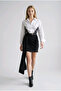 Women's Black Side-Tie Belt Detail Mini Skirt Yy101373
