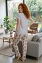 Round Neck Long Comfortable Cotton Pajama Set 41723 - 5