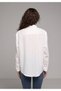Boyfriend Fit Shirt Neck Jacquard Women's White Long Sleeve Shirt - 2