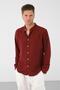 Men's Regular Fit Judge Collar Long Sleeve Linen Look Shirt - 5