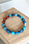 Red Agate Bracelet Blue Agate Bracelet Faceted Cut 10mm Large Size Bracelet - 3