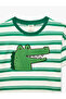 Cotton Short Sleeve Crew Neck Embroidered Striped T-Shirt - 6