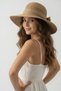 Luxury Women's Straw Sun Hat with Camel Tape Detail |   Wide-Brimmed Summer Beach and Vacation Model - 5