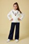 Burgundy Rose Patterned Sweater and Shirt with Jeans for Girls, 3-Piece Set 24109 - 3