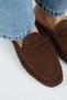 Zuleyka Women's Genuine Leather Pleated Loafer Brown Slippers - 4