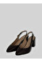 Dovira Women's Leather Pointed Toe V-Cut Open Heel Thick Heeled Shoes 8 cm