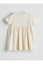 Baby Girl Lilac Striped Combed Cotton Dress - 2
