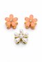 Women's Pink Daisy Hairpin Buckle Set with Gold Detail, Floral Design, Stone Hairpin, Set of 3 - 2