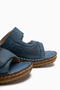 Aditi Genuine Leather Blue Double-Strapped Women's Slippers - 4