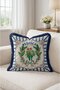 Tropical Parrot and Floral Pattern Throw Pillow Cover - Navy Blue Tassel Exotic Cover - 3