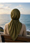 Madame Polo Green Color Lara Houndstooth Patterned Cotton Soft Jacquard Scarf Alinda Series - 2