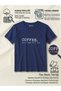 "Coffee a Hug in a Cup" Printed 100% Cotton Navy Blue Coffee T-Shirt - 5