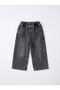 Girl's Anthracite Washed Pink Bow Embroidered Loose Fit Jeans - 3