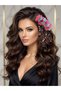 Luxury Design Blue Pink Floral Pendant with Pearls Embellished Scallop Side Clasp Special Occasion Hair Accessory - 3