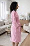 Straight Collar Long Women's Bathrobe |   Soft Textured Belted Pajama Robe with Pockets - 2