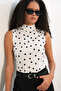 Women's Polka Dot Sleeveless Bodysuit 4348 - White - 3