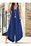 Women's Casual Long Viscose Jumpsuit with Straps and Pockets - 4