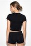 Women's Black White Short Sleeve Crew Neck Crop T-Shirt 60286904 - 8