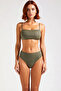 Women's Bikini Set Strapless Supportive Top High Waist Slip Bottom Knitted Glitter Plain Regular Cut Sleeveless - 4