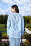 Baby Blue Patch Textured Women's Shirt Classic Cut Long Sleeve Shirt - - 7