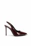 Flop Burgundy Patent Leather Women's Heeled Shoes with Gold Buckle Detail on the Front