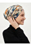 Mira Model Colorful Patterned Cross and Band Detailed Lined Ready-Made Turban Hijab Pool Cap - 4