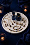 Marble Patterned Round Presentation Tray 28 cm Concrete Decorative Plate Presentation Plate