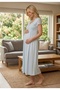 Women's Blue New Season Lace Maternity Nightgown with Breastfeeding Feature - 4