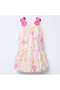 Girl's Floral Patterned Strap Dress Powder Pink Bow Detailed Lined Summer Dress - 7