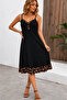 Women's Rope Strap V-Neck Summer Black Dress - 3