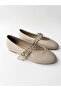 Women's Beige Double-Strapped Studded Round-Toe Ballerinas - 4