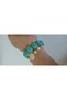 Turquoise Stone Detailed Gold Color Flexible Women's Bracelet - 4
