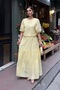 Women's Brode Balloon Sleeve Blouse Skirt Lined Bottom Top Set