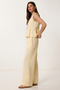 Linen Blouse Trousers Set Laz0009 Yellow - 4