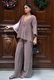 Women's Comfortable Fit V-Neck Shirt Pants Modal Woven Bottom Top Set - 2