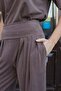 Women's Silky Textured Flexible Modal Fabric High Waist Pants with Side Pockets - Coffee - 5