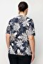 V-Neck Patterned Plus Size Blouse - 4