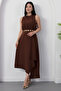 Crew Neck Chain Belted Crepe Dress Grs3992 - 7
