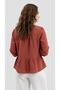 Una Fiaba, Brick Red Oversize Women's Muslin Shirt with Elastic Sleeves - 7