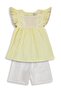 Ruffled Floral Embroidered Set for 2-5 Years - Yellow