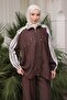 Brown Lace Detailed Tunic and Trousers Set - 3
