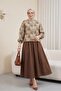 Round Neck Zippered Embroidered Linen Jacket with Pockets - Mink - 3