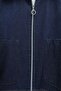 Denim Suit with Front Zipper and Double Pockets - Dark Navy Blue - 6