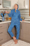 Women's Cotton Hooded Pocketed 3 Thread Cobalt Blue Tracksuit Set Mery Woman - 4